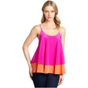 Nicole by Nicole Miller Spaghetti Strap Blouse cami cowl neck Purple Orange M